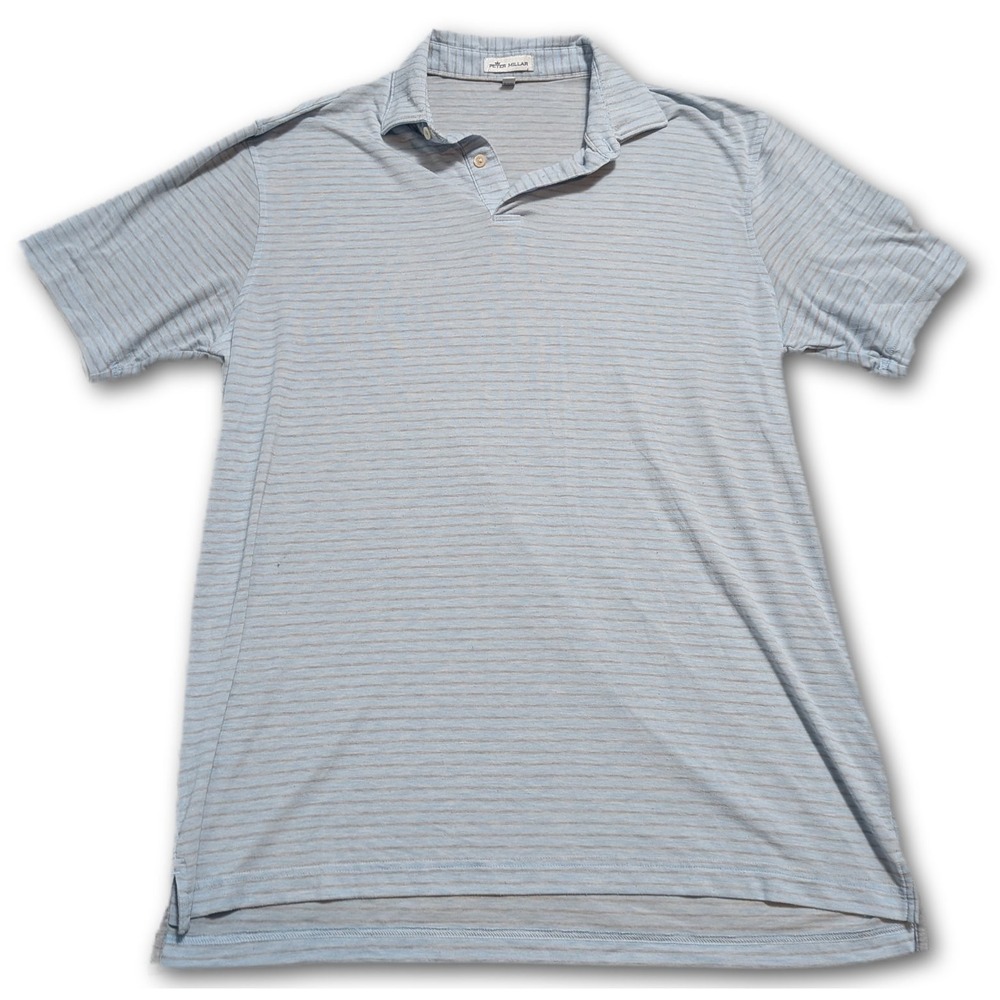 Peter Millar Mens Polo Blue M Jackson Country Club Striped Regular Light